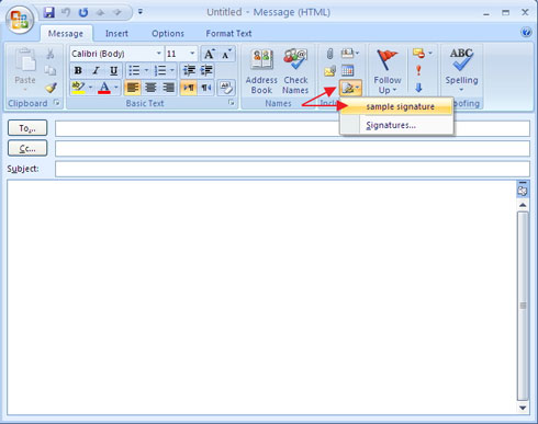 درج امضاء در ایمیل بر روی نرم افزار مایکروسافت Outlook 2007