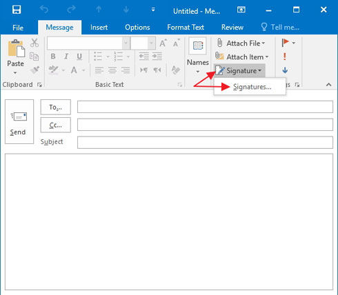 تنظیم امضاء ایمیل بر روی نرم افزار مایکروسافت Outlook 2016